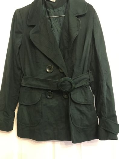 green trenchcoat style belted jacket size 10