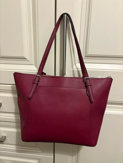 Michael Kors Jet Set Saffiano Leather Tote Bag Burgundy