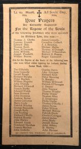 Irish Volunteer Memorial Card