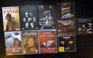 Andrew Lloyd Webber Dvd & Cd Collection Cats Evita Phantom Of The Opera Jesus Christ Superstar