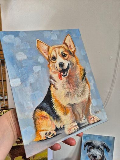 Happy Corgi - oil painting