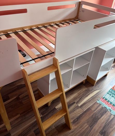 Kids Bunk bed with desk and shelf storage