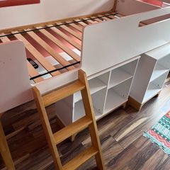 Kids Bunk bed with desk and shelf storage