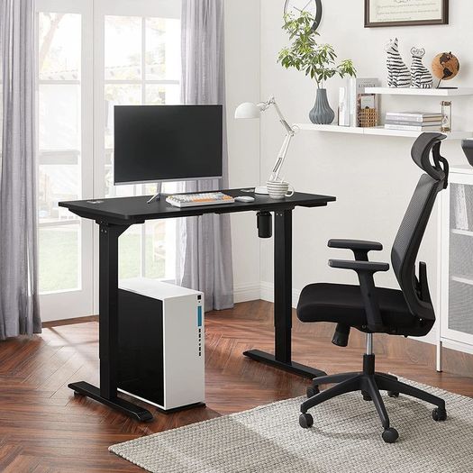 _Electric Desk, Height-Adjustable, Desk Stand, Table Frame with Motor, 120 x 60 x (73-114) cm, Steel, Black