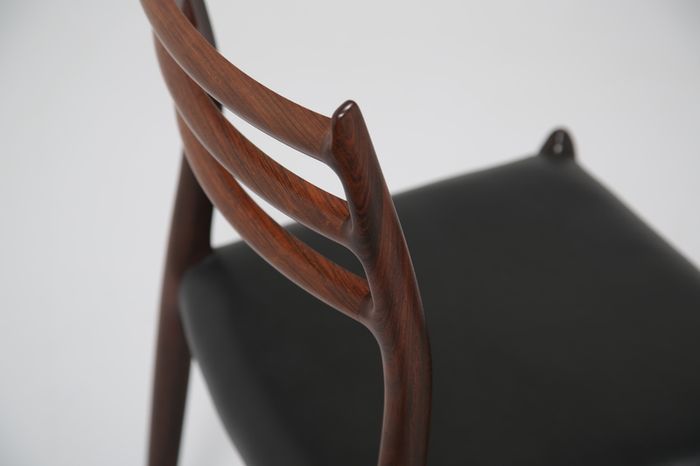 Vintage Set of 8 Rosewood and Leather Dining Chairs Model 78 by Niels Otto Moller, 1960s