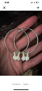 Silver Hoops Earrings with Pretty Deer Teeth Ethically Sourced