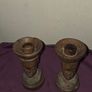 Pair of Wooden African Candle Holders Image 3