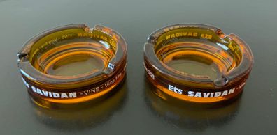 Vintage Ashtrays Ets Savidan French Amber / Brown Glass Ashtrays - Barware
