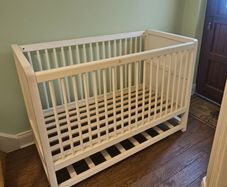 Large White Wooden Baby Cot | Great Condition