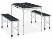 Folding Camping Table with 2 Benches Aluminium - Free Delivery Nationwide