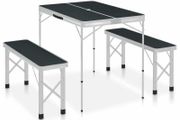 Folding Camping Table with 2 Benches Aluminium - Free Delivery Nationwide
