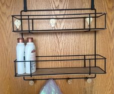 Wooden bathroom shelf