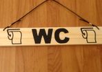 Toilet WC Bathroom Loo Small Simple Cream Hanging Wood Wooden Door Sign Plaque