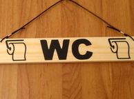 main image for ad Toilet WC Bathroom Loo Small Simple Cream Hanging Wood Wooden Door Sign Plaque