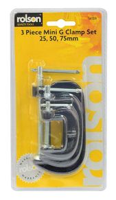 Rolson 3 Piece Mini G- Clamp Set Size 25/50/75 Mm Ideal For Hobby Work Price 5.90 Galway Home Door Delivery Only  6 Euro Extra Stay Safe Stay Healthy Stay Home