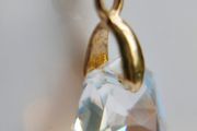 Vintage Crystal Pendant Charm &amp; Gold Plated Chain Necklace Length 18"