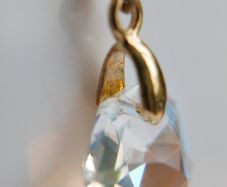 Vintage Crystal Pendant Charm & Gold Plated Chain Necklace Length 18"