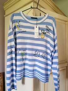OUI striped white blue jumper UK 10
