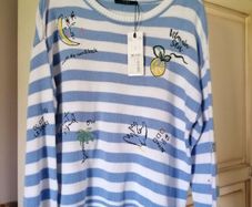 OUI striped white blue jumper UK 10