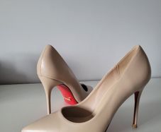Nude Real Leather High Heels. New. Size 37
