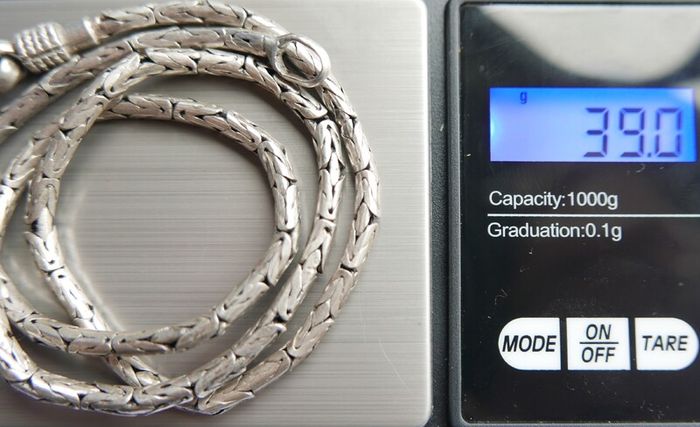 Vintage heavy 925 Sterling Silver 5mm round Byzantine Chain Necklace length 20" - 39g