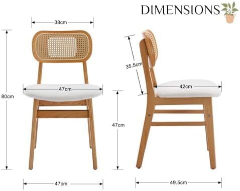 set of 4, wood, kitchen chairs, PU leather upholstered Rattan