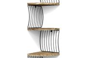 Corner Shelves Wall Mounted of 5-Tier Rustic Floating Shelves, Wooden Wall Shelf for Bedroom, Living Room, Kitchen, Office and More, Carbonized Black (FREE POSTAGE)