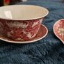 Vintage Chinese Porcelain 3 Piece Set Jingdezhen Red Family Rose Image 5