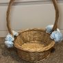 Wicker basket with artificial blue flowers. Image 6
