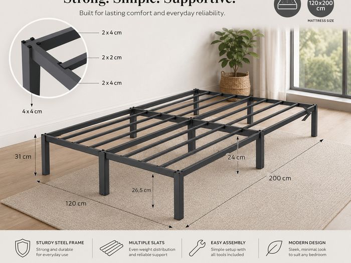Small Double Metal Bed Frame with Mattress