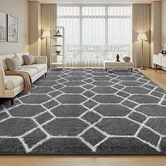 Rugs Living Room 140x200cm, Grey Area Rugs for Bedroom, Washable Anti Slip Large Shaggy Soft Rug Fluffy Modern Carpets Mat Beside Area Rug for Living Room Kids Room