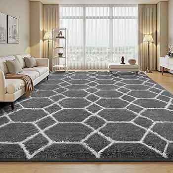 Rugs Living Room 140x200cm, Grey Area Rugs for Bedroom, Washable Anti Slip Large Shaggy Soft Rug Fluffy Modern Carpets Mat Beside Area Rug for Living Room Kids Room
