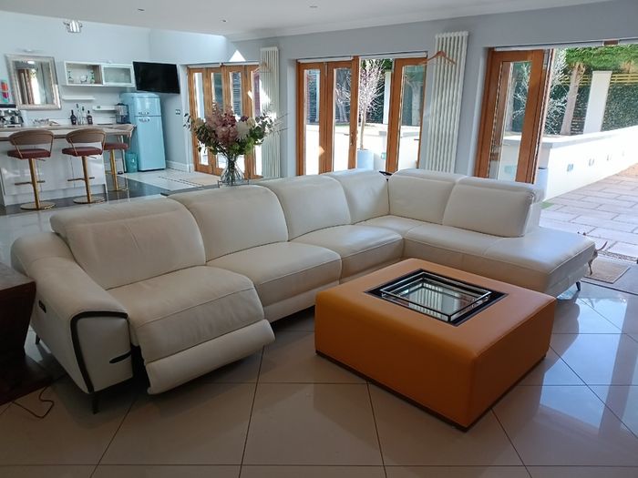 Leather sofa Italian White BARDI brand