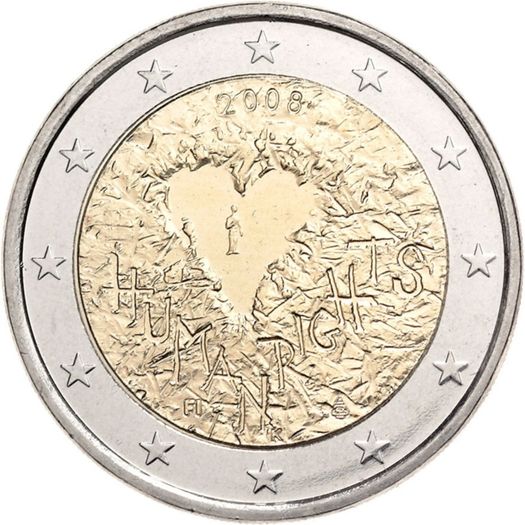 Finland 2 Euro Commemorative Coin 2008 - Human Rights. UNCIRCULATED