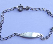 Vintage Silver Silver 925 ID Bar Chain Bracelet length 7,5" - 1,9g
