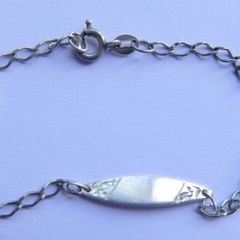 Vintage Silver Silver 925 ID Bar Chain Bracelet length 7,5" - 1,9g