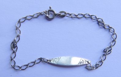 Vintage Silver Silver 925 ID Bar Chain Bracelet length 7,5" - 1,9g