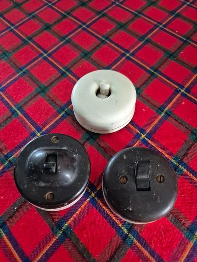 Vintage 3 bakelite original salvaged light switches