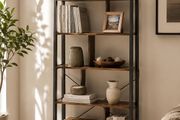 Bookcase Industrial style 5 tier storage shelves rustic brown