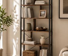 Bookcase Industrial style 5 tier storage shelves rustic brown