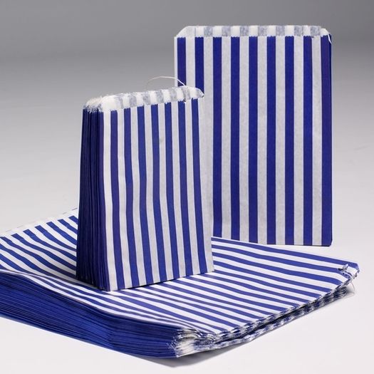 Lot of 200 pcs 7x9 inches Candy Bags Blue stripe counter sweet bags for candy gifts shop retails and sweets lot of 200 Medium / Large