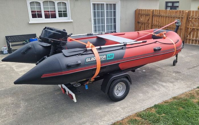 Boat, engine and trailer