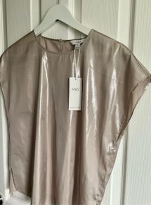 Marks & Spencer Champagne Gold Metallic Top new size 12