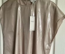 Marks & Spencer Champagne Gold Metallic Top new size 12