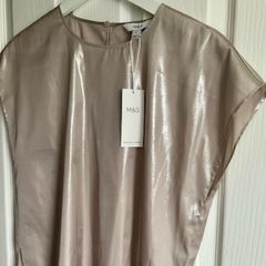 Marks & Spencer Champagne Gold Metallic Top new size 12