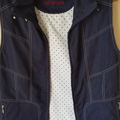Navy Gilet/ White Stitching Size 14 Pockets and Zip