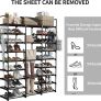 Shoe Rack 9 Tier 3 Row, Metal Shoes Storage Organiser Shelf, Holds 50-55 Pairs Shoe Boots, Stackable Stand Shoe Cabinet with Hooks, Tall Shoe Tower for Hallway Entryway, Space Saving (FREE POSTAGE) Image 2