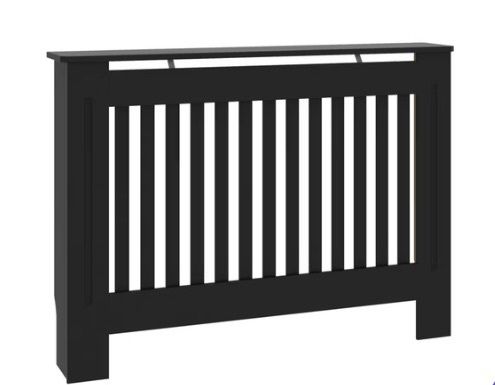 Radiator Cover Black 112x19x81.5cm
