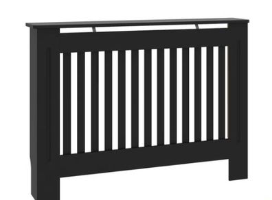 Radiator Cover Black 112x19x81.5cm