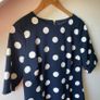 Hobbs London Astraea Navy Blue & Ivory Polka Dot Shift Dress  UK 14 Image 5
